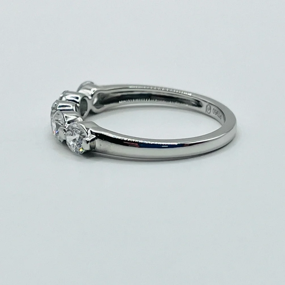 1.00 CT 950 Platinum Brilliant Round Five Stones VS2 Lab Diamond Ring Band - Picture 5 of 8